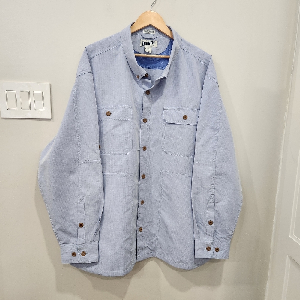 Duluth Trading Untucked Men's 3XL Blue Dirt Work Relaxed Fit Long Sleeve Shirt